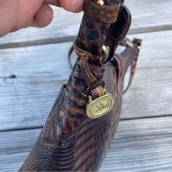 Brahmin Isabelle Pecan Brown Embossed Leather Shoulder Crossbody Purse hand Bag - Picture 6 of 15